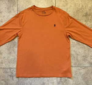 Ralph Lauren Polo Boys Pony Logo Long Sleeve T-Shirt Orange Size L (14-16)