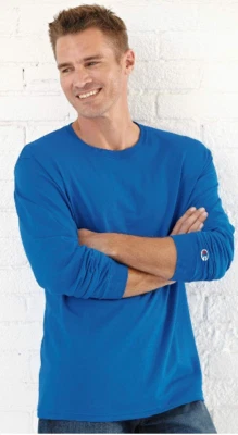 Camiseta Champion NOVA Masculina Tamanho P-2XL Manga Longa Algodão Sem Etiqueta Treino de Ginástica CC8C - Imagem 1 de 2