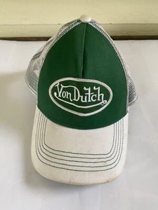 Von Dutch White And Green Trucker Hat Embroidered Patch Adjustable - Picture 1 of 9