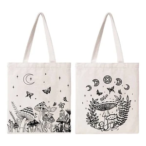 Mushroom Tote Bag Aesthetic Vintage Mushroom Canvas Bag Cute Tote Bag for Wom... - Picture 1 of 7