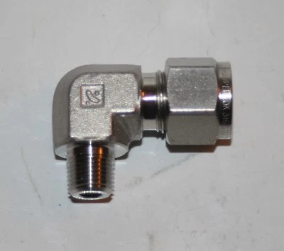 3/8" OD Tube x 1/8" MNPT Male  Elbow Fitting 316ss Superlok SME 6-2N-S316 - Image 1 of 4