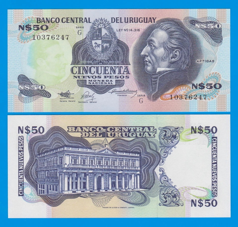 Uruguay 50 Nuevos Pesos P 61A ND 1989 UNC Series "G" ( P 61 A ) - Image 1 of 1