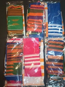 Kente Cloth Scrap 11 Pieces 9in X 5 Inch Assorted Colors - Picture 1 of 3