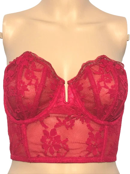 Sutiã VICTORIAS SECRET DREAM ANGELS RENDA RECORTADA BUSTIER FLORAL SEM FORRO US$ 60 novo com etiquetas - Imagem 1 de 1