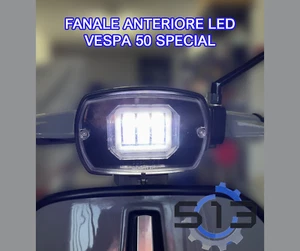 FANALE + LENTE ANTERIORE LED VESPA 50 SPECIAL - FARO ANTERIORE - 6V / 12V - Foto 1 di 12