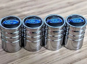 Ford Chrome Tire Wheel Valve Stem Caps (x4) - Picture 1 of 1