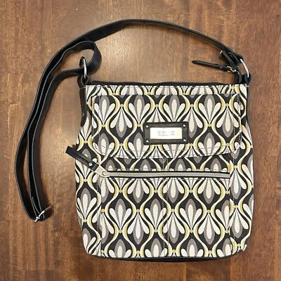 New Relic Geometric Print Canvas Faux Leather Crossbody Purse Shoulder Bag - Image 1 of 4