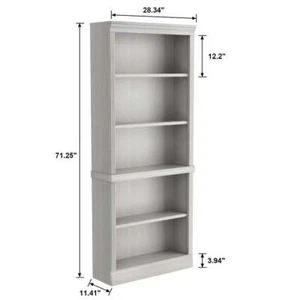 Wood Bookcase Tall Book Display Storage Organization W/ 5 Shelf Home Ivory White - Picture 1 of 5