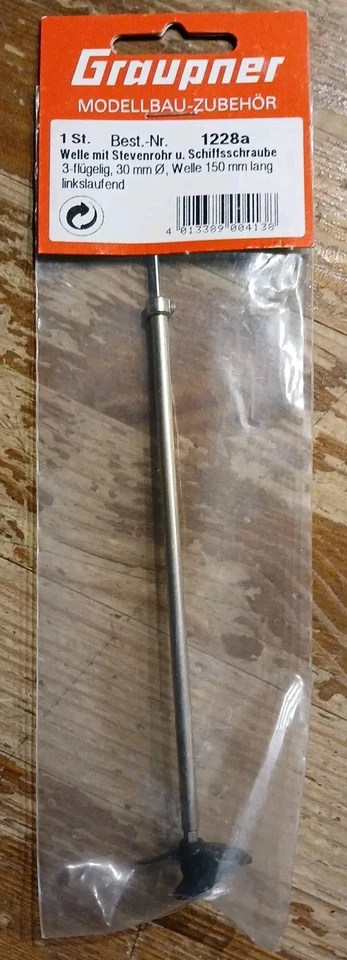 Graupner 1228a Welle mit Stevenrohr 150mm Schraube 30mm linkslaufig Neu/OVP - Bild 1 von 1