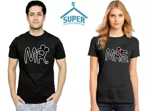 NEW MR MRS Couple Tshirt Mouse Ears Buckle Best Mr Mrs Couple Tee Shirt Mr Mrs - Picture 1 of 4
