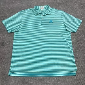 Peter Millar Polo Shirt Mens XL Blue Turquoise Striped Stretch Performance Golf - Picture 1 of 10