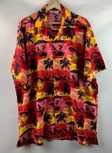 Camisa Alvish Tropical Palmera/Tabla de Surf Estampado Cuello Manga Corta Bolsillo 2XL - Imagen 1 de 8