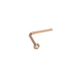 Echt 375 9kt Rotgold & 0,015ct Diamant 22Ga L-Form Nasenstecker Nasenpiercings - Bild 1 von 2
