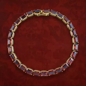 Vintage Garnet Tennis Bracelet 18ct Gold - Picture 1 of 8