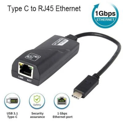 USB Type-C Thunderbolt3 to 1000Mbps Ethernet Adapter Cable to RJ45 LAN Converter - Image 1 of 4