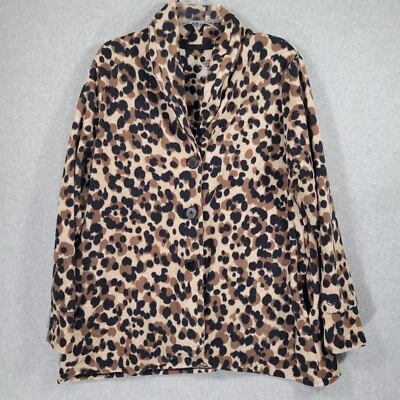 Флисовая одежда Cuddl Duds размер XL с анималистическим принтом коричневые черные кнопки карманы - Изображение 1 из 4