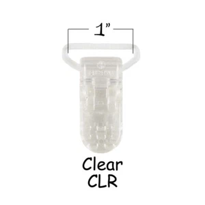 25 Plastic Suspender Paci Pacifier Toy Holder Mitten Clips - 1 Inch Clear - Picture 1 of 3