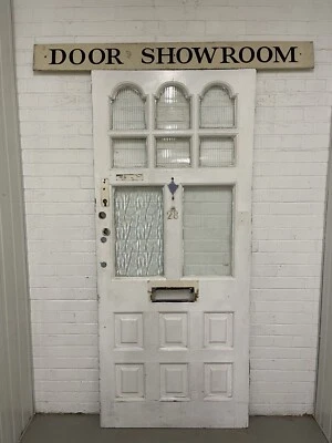 Reclaimed Old Edwardian Victorian Wooden Panel Front Door 2114mm x 910mm - Image 1 of 4