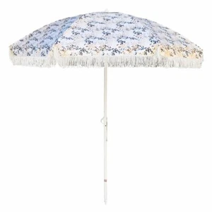 SHELTA AVOCA 220cm FRINGED Beach Shade Umbrella Tilt 98% UV UPF50+ Animal Print - Picture 1 of 3