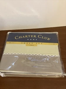 Vtg. Charter Club Home Twin Cross Stitch Sheet Set 220 Thread Count  NIP - Picture 1 of 9