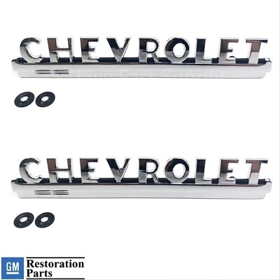 Pair Chrome Side Hood Emblems For 1947-1952 Chevy Pickup Truck - Image 1 of 4