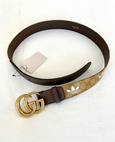 Nuova CINTURA GUCCI ADIDAS X TREFOIL GG LOGO MARMONT FIBBIA PELLE tg 95 38