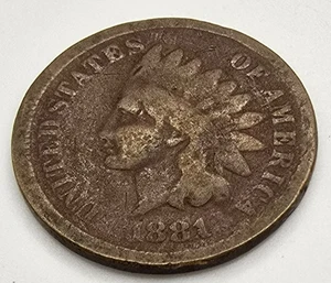 Centavo cabeza india 1881 en muy buen estado/¡Lo calificas! Moneda tipo centavo IHC ¡Envío gratuito! - Imagen 1 de 4