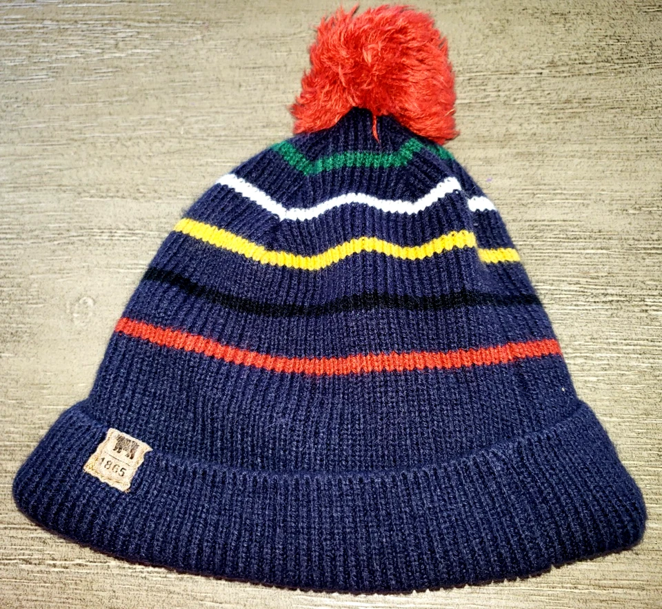 boys CARTERS knit WINTER HAT BEANIE ages 4 to 7 STRIPES double layer lined WARM! - Image 1 of 1