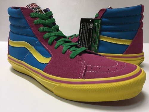 Deadstock Vans Sk8 Hi Multi Rosa Blu Giallo Colore Sneaker senza scatola Uomo Us8