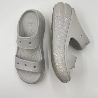 Sandalias Crocs Classic Crush Plataforma Toboganes Gris Brillo Mujer 8 Hombre 6 Unisex Foto 1 de 4