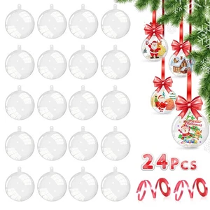 Palle di Natale Trasparenti 24 pcs Natale Palline Albero 8cm Palline Sfere - Foto 1 di 24