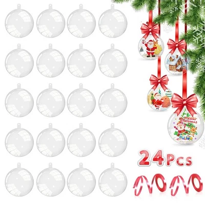 Palle di Natale Trasparenti 24 pcs Natale Palline Albero 8cm Palline Sfere - Immagine 1 di 4