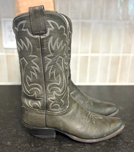 Olathe Men’s Gray Leather Western Cowboy Boots. Made In USA. Sz 10.5D. - Picture 1 of 6