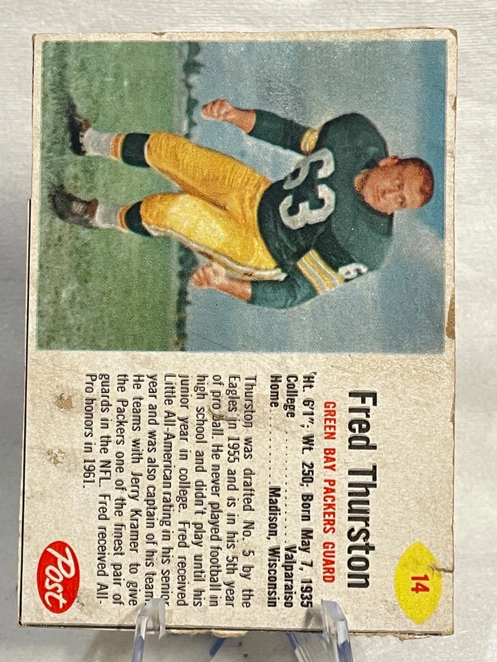 1962 Post Cereal Fred Thurston #14 Green Bay Packers FR - Image 1 of 1