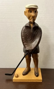 "Estatua de golfista de madera tallada a mano de colección 10,5"" figura romero de Italia estatuilla" - Imagen 1 de 7