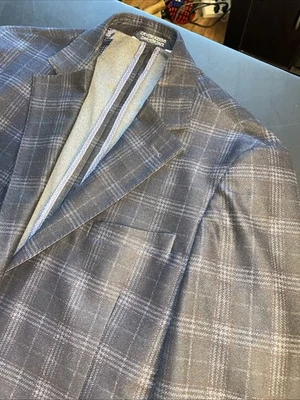 Blazer a Cuadros Zanetti Para Hombres 42L Ajuste Moderno Negro Gris Mezcla de Poli Foto 1 de 4