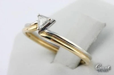Bicolour Brilliant Ring Triangle Brilliant 18k 750 Yellow Gold Size 53 Top Foto 1 de 4