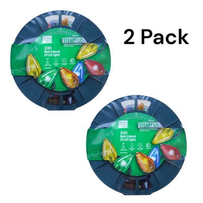 Home Accents Holiday Multi-Colored C9 LED String Lights Steady Lit 2 Pack NEW - Image 1 of 4