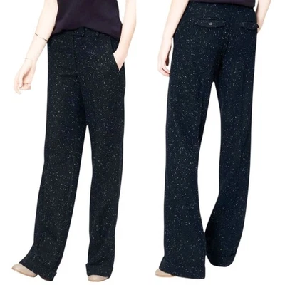 Calça Ann Taylor LOFT feminina azul marinho mistura de lã salpicada tweed tamanho 6 - Imagem 1 de 4