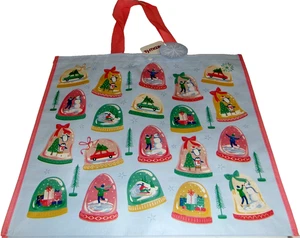 CHRISTMAS~Reusable Tote Bag ~ 19" X 18" X 8"~CHRISTMAS SNOWGLOBES ~ Snap Closing - Picture 1 of 1