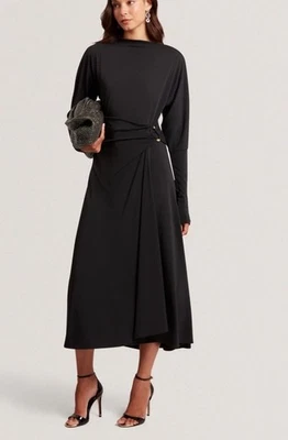 Vestido midi TED BAKER para mujer TB 2 UK 10 Lawria negro detalle cintura ajustado NUEVO Foto 1 de 4