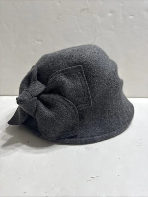 CC Exclusivo Sombreros Mujeres Lana Fieltro Aplastable Cloche Floral Diseñador Elegante Gris Foto 1 de 4