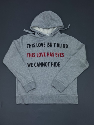 Felpa con cappuccio Valentino Garavani "On Love" grigia XS testo stampato cotone