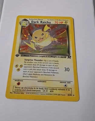 Pokémon Dark Raichu Holo 1st Edition Team Rocket #83/82 – Secret Rare - Image 1 of 2