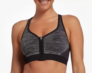 Sujetador deportivo DSG para mujer sin costuras con cremallera frontal negro talla mediana - Imagen 1 de 7