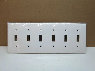 PREMIER ELECTRICAL PRODUCTS PEP Six 6-Gang Toggle Switch Wall Plate Wallplate Cover w/Screws - White