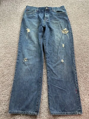 VINTAGE Coogi Jeans Mens 38 Blue Denim Baggy Skater Distressed 38x32 (38x34) * - Image 1 of 4