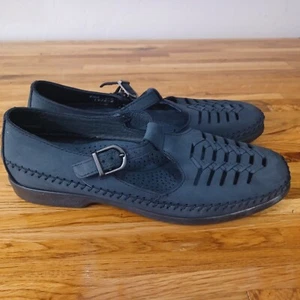 Dexter Vintage Belle Mary Jane Flats Rich Blue/Grey Leather Women's Size 9.5M - Picture 1 of 11