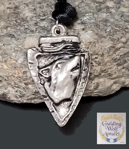 Magick Crafts GUIDING WOLF on Arrowhead Wisdom Amulet Pendant +Cord + Story Card - Picture 1 of 7