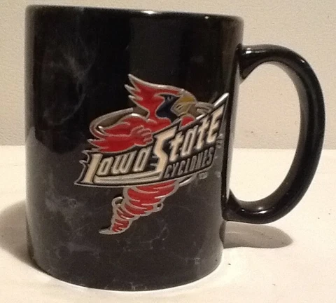 Iowa State University Cyclones 3D Metal Logo Badge Ceramic Coffee Mug USED Cover